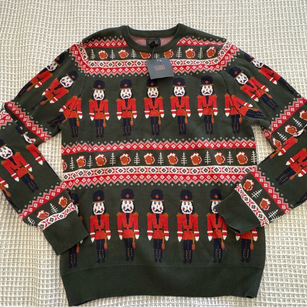 14th & Union Festive Green Nutcracker Sweater